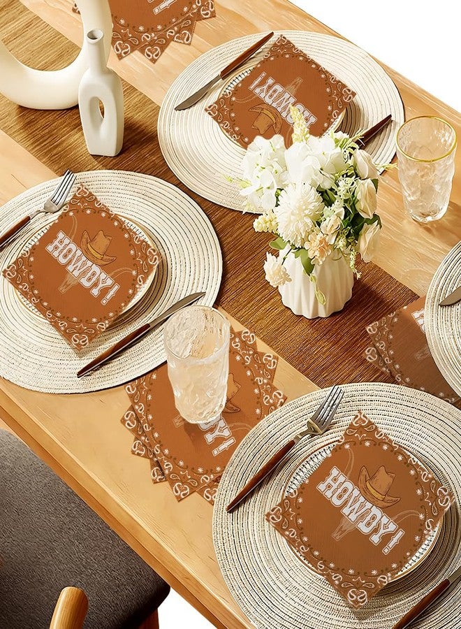JOYGATHER Western Cowboy - 50PCS Brown Cocktail Napkins, 3-Ply Disposable Paper 6.5x6.5 Inches HOWDY Wild West Rodeo Bandana Birthday Decorations, Baby Shower, Bachelorette, Party Men & Women - Image 4